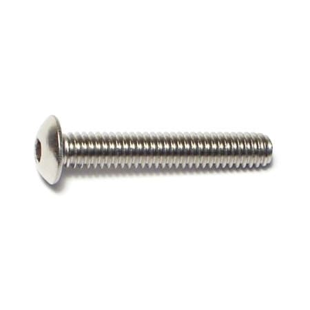 Midwest Fastener #8-32 Socket Head Cap Screw, Button, Plain 18-8 Stainless Steel, 1 in Length, 20 PK 72048